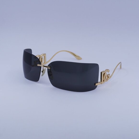 Dolce & Gabbana DG2319 02/87 Sunglasses Gold Rectangle Frame, Dark Grey Lenses main image 9